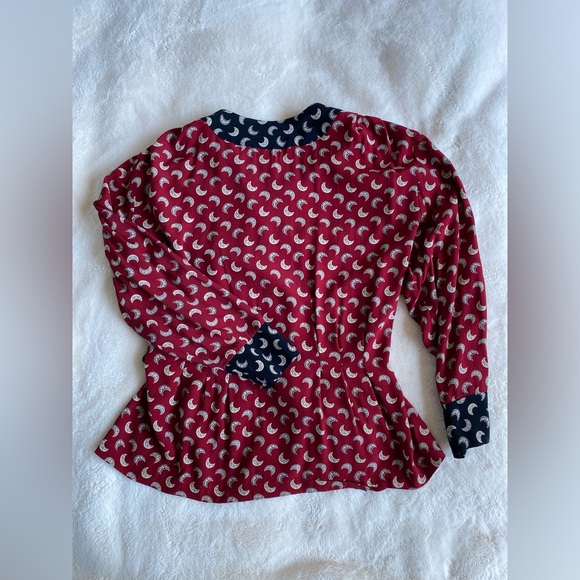 Suttles & Seawinds red black wrap blouse | top | moon | made in Nova Scotia - Picture 5 of 8
